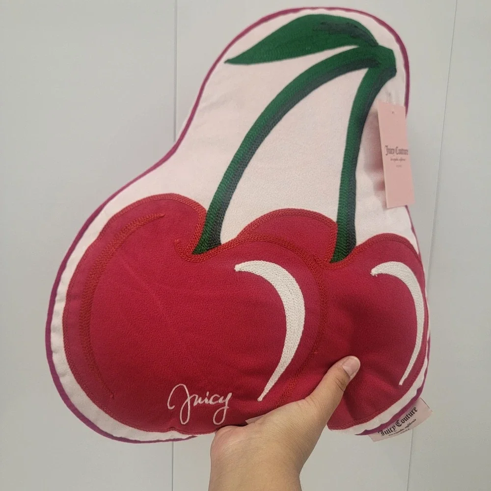 NWT! Juicy Couture Decorative‎ Cherry Pillow Cherry Pink